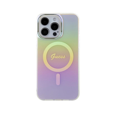 Guess IML Iridescent MagSafe - pouzdro pro iPhone 15 Pro (růžové)