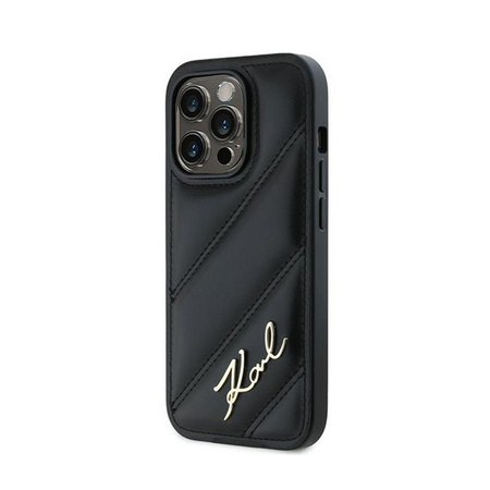 Karl Lagerfeld Diagonal Quilted Script - Étui pour iPhone 13 Pro (noir)