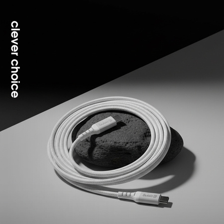 Crong Armor Link - 60W PD 3A USB-C to USB-C cable 150cm (white)