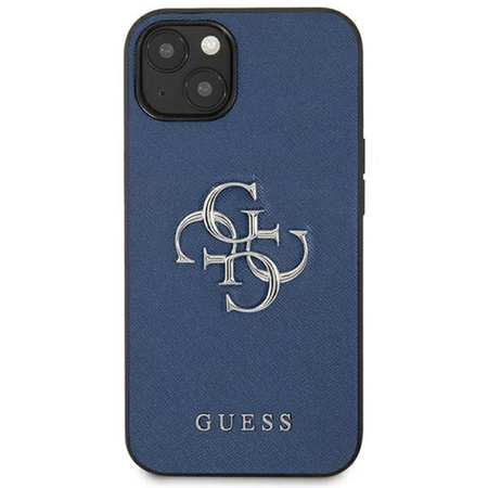 Guess Saffiano 4G Big Silver Logo - iPhone 13 mini case (blue)