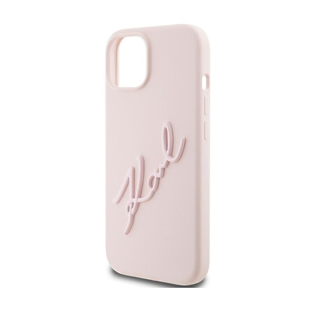 Karl Lagerfeld Silicone Karl Script - Coque iPhone 15 (rose)