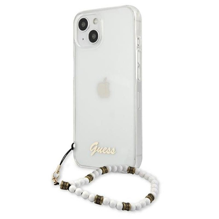 Guess fehér gyöngyház szíj - iPhone 13 Mini tok (átlátszó)