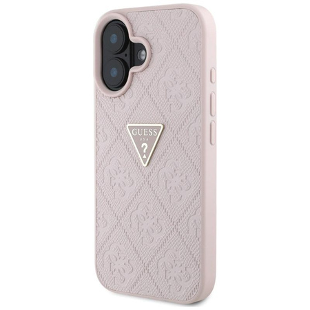 Pouzdro Guess Hot Stamp 4G Pattern Triangle Metal Logo - iPhone 16 (růžové)