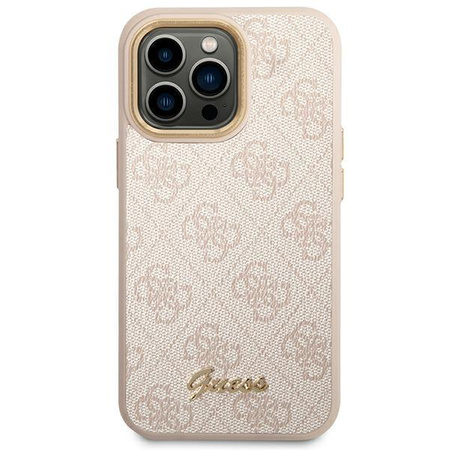 Guess 4G Metallgehäuse mit Kamera-Umriss - iPhone 14 Pro Max Gehäuse (Pink)