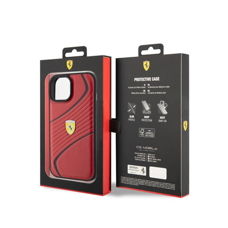 Ferrari Twist Metal Logo - Coque iPhone 15 (rouge)
