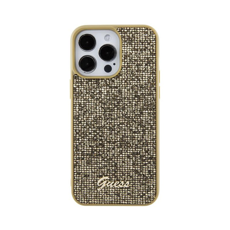 Guess Disco Metal Script - pouzdro pro iPhone 15 Pro Max (zlaté)