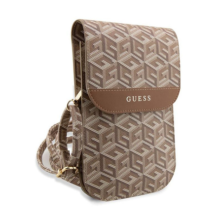 Guess GCube Stripe Phone Bag - taška s přihrádkou na smartphone (hnědá)