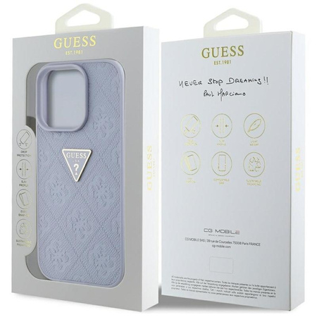 Guess Hot Stamp 4G Pattern Triangle Metal Logo - Pouzdro pro iPhone 16 Pro Max (fialové)