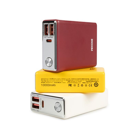 WEKOME WP-27 Tint Series - Power banka 10000 mAh Super rychlé nabíjení USB-C PD 20W + 2x USB-A QC3.0 22,5W (červená)