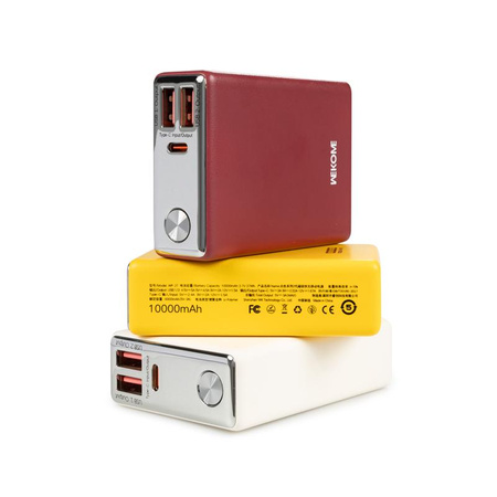 WEKOME WP-27 Tint Series - Power banka 10000 mAh Super rychlé nabíjení USB-C PD 20W + 2x USB-A QC3.0 22,5W (žlutá)