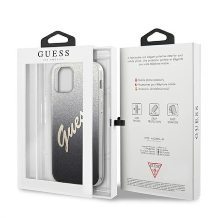 Guess Glitter Gradient Script - iPhone 12 / iPhone 12 Pro Case (black)