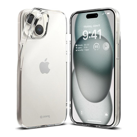 Crong Crystal Slim Cover - Custodia per iPhone 15 (trasparente)