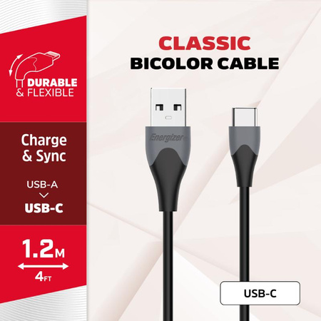 Energizer Classic - Câble de connexion USB-A à USB-C 1,2 m (noir)