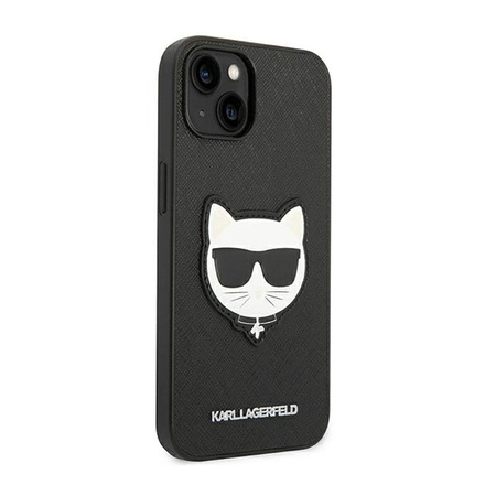 Karl Lagerfeld Saffiano Choupette Head Patch Case - Hülle für iPhone 14 Plus (Schwarz)
