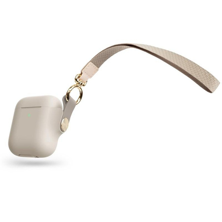 Moshi Pebbo - AirPods-Tasche mit abnehmbarer Handschlaufe (Savanna Beige)