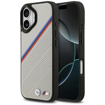 BMW M Tricolor Metal Logo MagSafe - iPhone 17 Hülle (Grau)