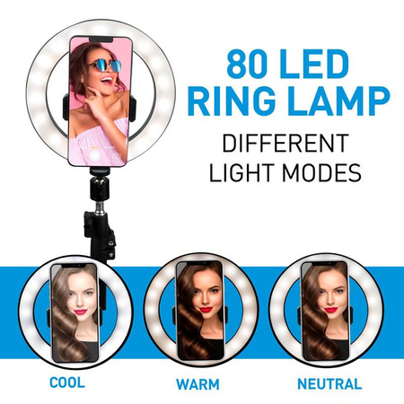 Grundig - LED-Ringlicht mit Stativ für Fotos, Selfie, Make-up