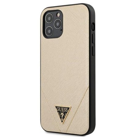 Guess Saffiano V - Coque iPhone 12 Pro Max (Or)