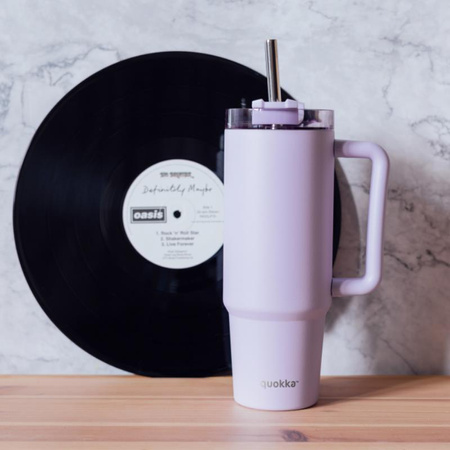 Quokka Stream - Edelstahl 950 ml Thermobecher mit Strohhalm (Lila)
