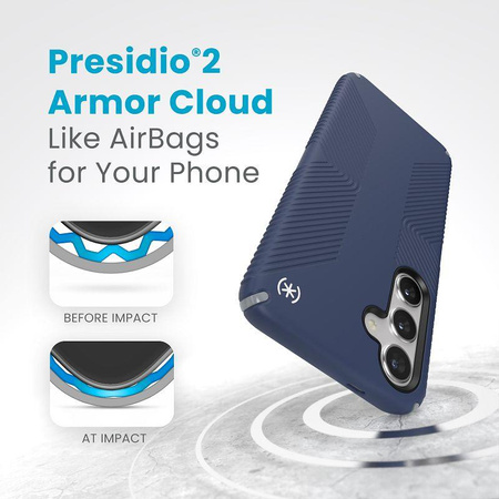 Speck Presidio2 Grip - Étui Samsung Galaxy S24+ (Bleu côtier / Gris poussière)