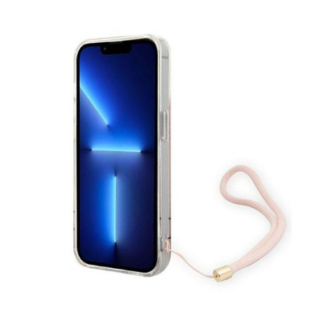 Guess 4G Print Cord - Tasche mit Umhängeband iPhone 14 Pro (rosa)
