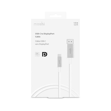 Moshi Câble USB-C vers DisplayPort - Adaptateur en aluminium de USB-C vers DisplayPort 5K/60fps (argent)