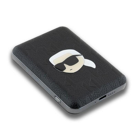 Karl Lagerfeld Karl Head Pin MagSafe – Bezdrátová powerbanka 5000 mAh 15W (černá)