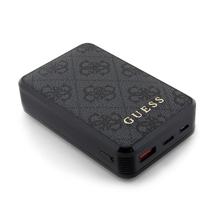 Guess 4G Leather Metal Logo - Power Bank 10000 mAh 18W (černá)