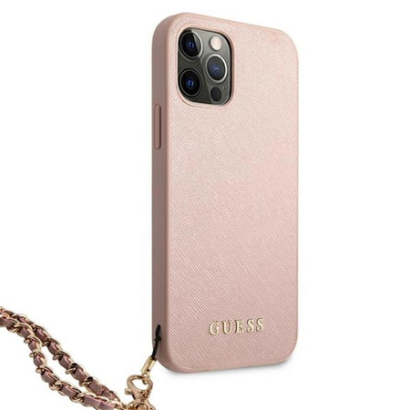 Guess Saffiano Kette - iPhone 12 Pro Max Tasche (rosa)