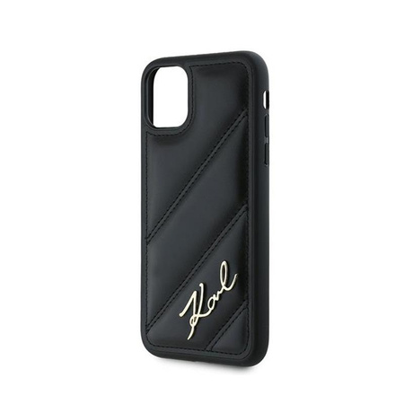 Karl Lagerfeld Diagonal Quilted Script - pouzdro pro iPhone 11 (černé)