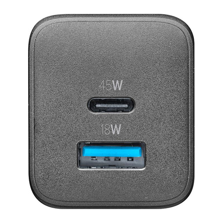 Cellularline Multipower Micro GaN - Ładowarka sieciowa USB-C & USB-A Power Delivery 45W (czarny)