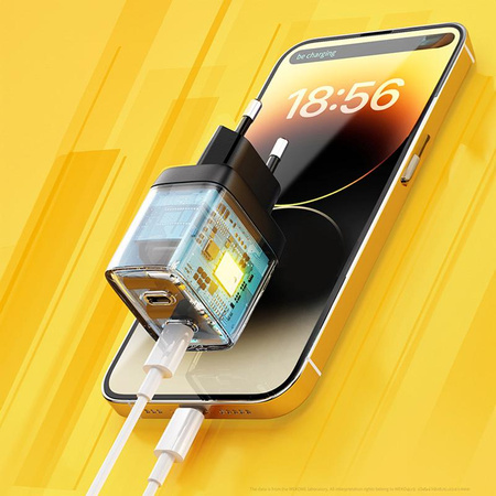 WEKOME WP-U128 - 2x USB-C Super Fast Charge GaN 40W síťová nabíječka (žlutá)