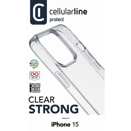 Cellularline Clear Strong - Étui pour iPhone 15 avec protection antimicrobienne (transparent)