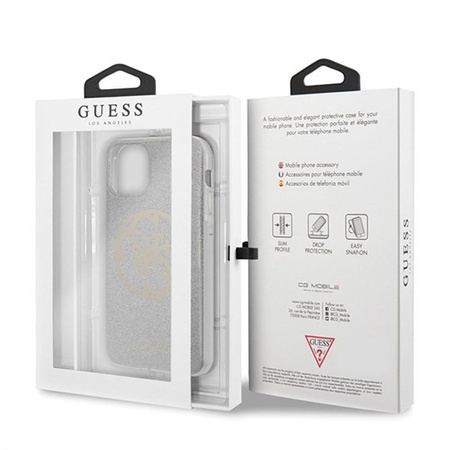Pouzdro Guess Circle Glitter 4G - iPhone 11 Pro (světle šedé)