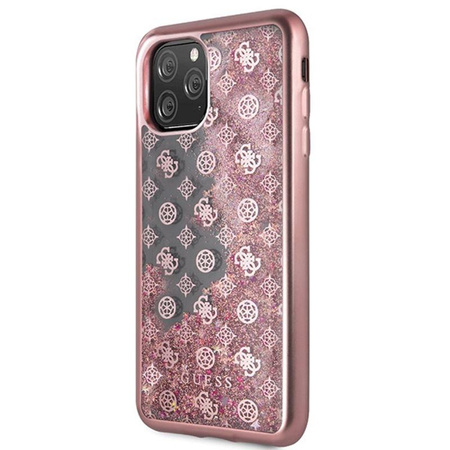 Guess 4G Peony Liquid Glitter - Etui iPhone 11 Pro Max (różowy)