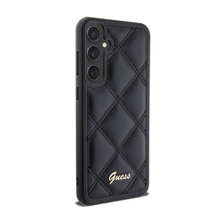 Kovové logo Guess Quilted – pouzdro Samsung Galaxy S23 FE (černé)