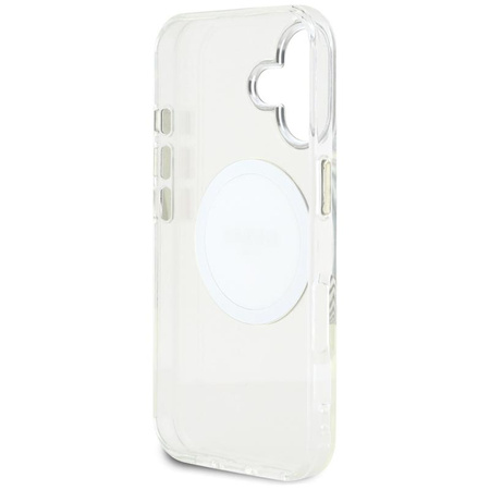 Guess IML Metal Coloured Circle Classic Logo MagSafe - étui pour iPhone 16 (blanc)