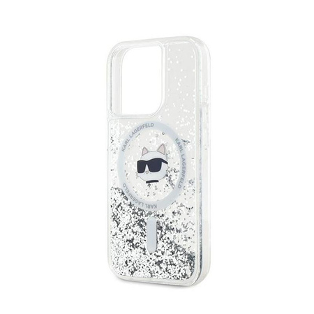 Karl Lagerfeld Liquid Glitter Choupette Head MagSafe - pouzdro pro iPhone 13 Pro Max (průhledné)