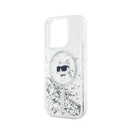 Karl Lagerfeld Liquid Glitter Choupette Head MagSafe - pouzdro pro iPhone 14 Pro (průhledné)