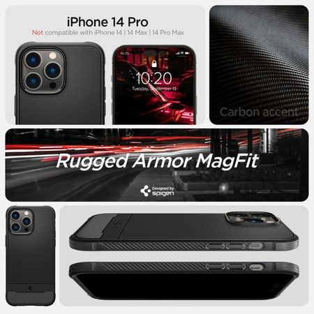 Spigen Rugged Armor MagSafe - Gehäuse für iPhone 14 Pro (Schwarz)