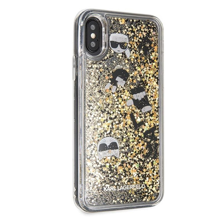 Karl Lagerfeld Signature Glitter Case - pouzdro na iPhone Xs / X (plovoucí přívěsky)