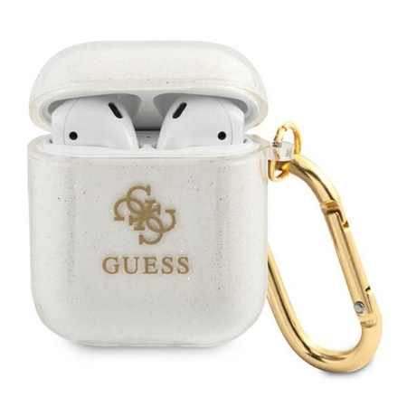 Guess Coloured Glitter - pouzdro na Airpods (průhledné)