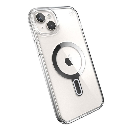 Speck Presidio Perfect-Clear ClickLock & Magsafe - iPhone 15 Plus Case (Clear / Chrome Finish / Serene Silver)