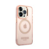 Guess Gold Outline Translucent MagSafe - iPhone 14 Pro Case (pink)