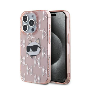 Karl Lagerfeld IML Choupette Head & Monogram - pouzdro pro iPhone 15 Pro (růžové)