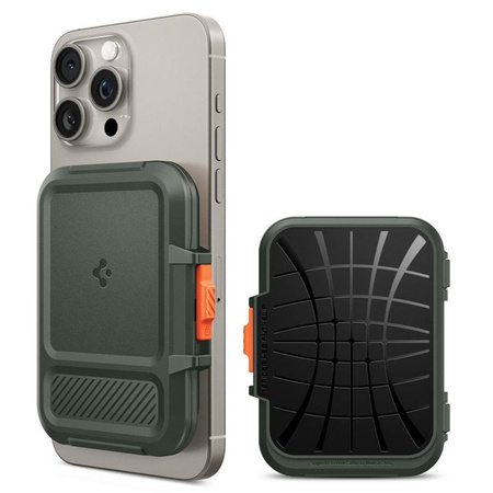 Spigen Lock Fit MagSafe - Portefeuille magnétique (vert militaire)