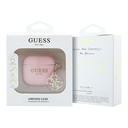 Guess Silicone 4G Charm - Hülle für AirPods 4 (rosa)