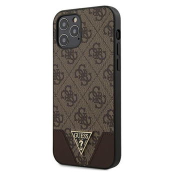Guess 4G Triangle Collection - pouzdro pro iPhone 12 / iPhone 12 Pro (hnědé)