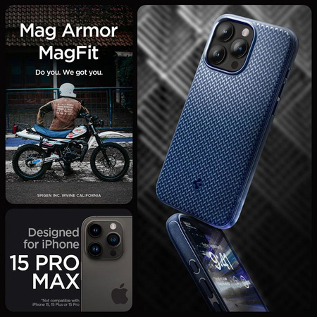 Spigen Mag Armor MagSafe - Hülle für iPhone 15 Pro Max (Marineblau)