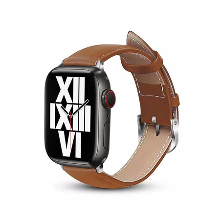 Crong Noble Band - Naturlederarmband für Apple Watch 42/44/45/49 mm (Mokka)